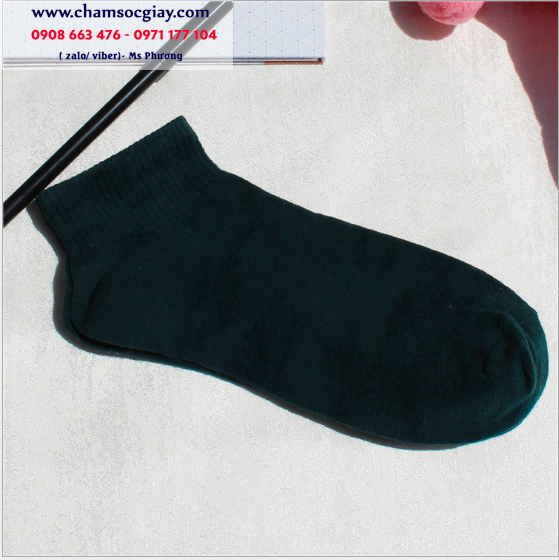 Vớ thun trơn nữ cotton mau xanh rêu co giãn